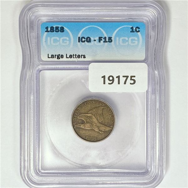1858 Flying Eagle Cent ICG F15 Large Letters