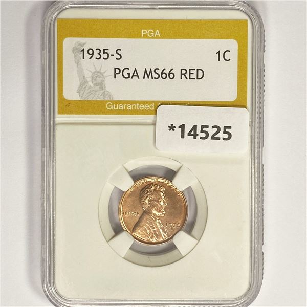 1935-S Wheat Cent PGA MS66 RED