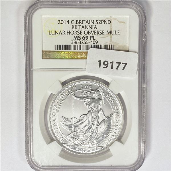 2014 GB 1oz Silver 2PND Britannia NGC MS69 PL