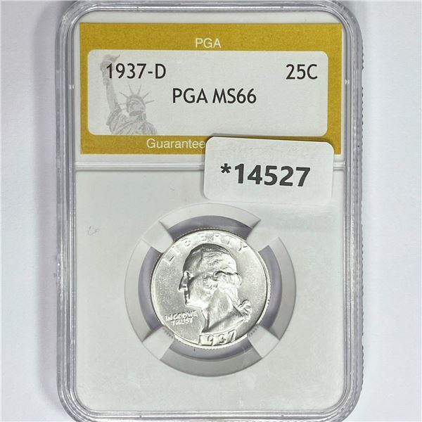 1937-D Washington Silver Quarter PGA MS66
