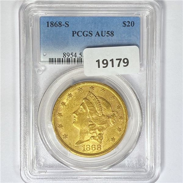 1868-S $20 Gold Double Eagle PCGS AU58