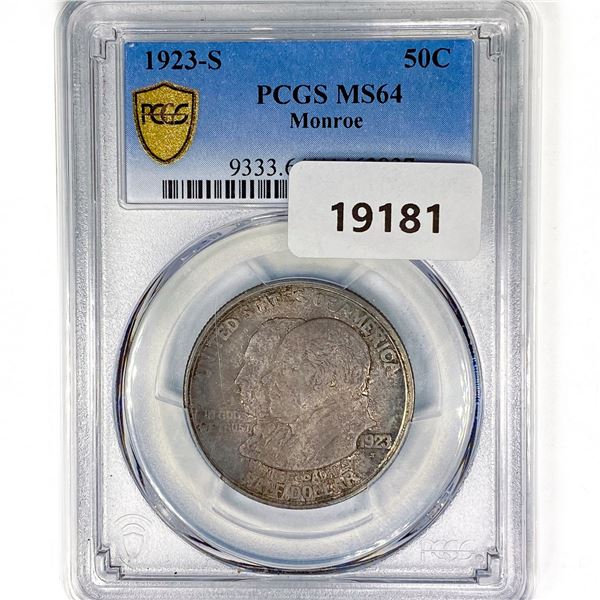 1923-S Monroe Half Dollar PCGS MS64