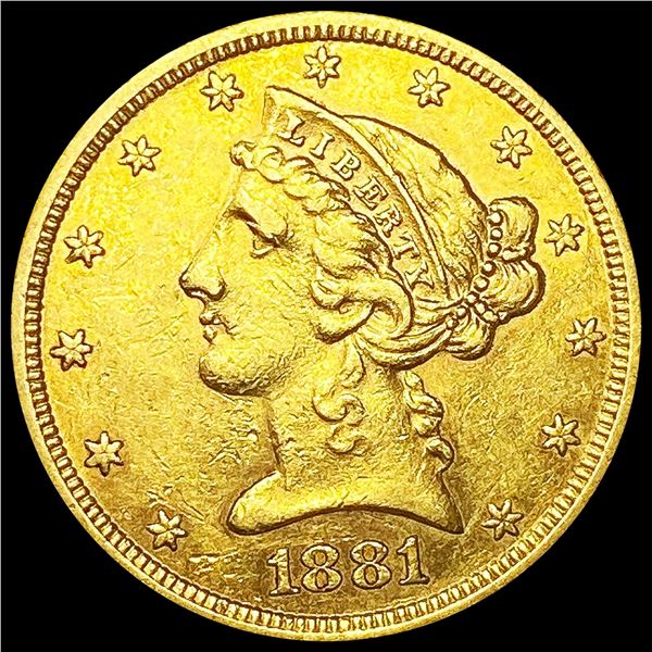 1881-S $5 Gold Half Eagle UNCIRCULATED