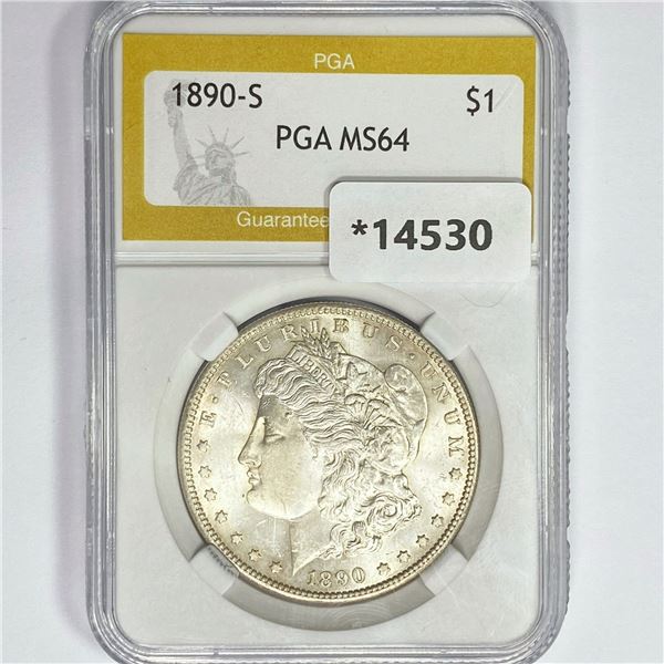1890-S Morgan Silver Dollar PGA MS64