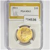 Image 1 : 1911 $10 Gold Eagle PGA MS63