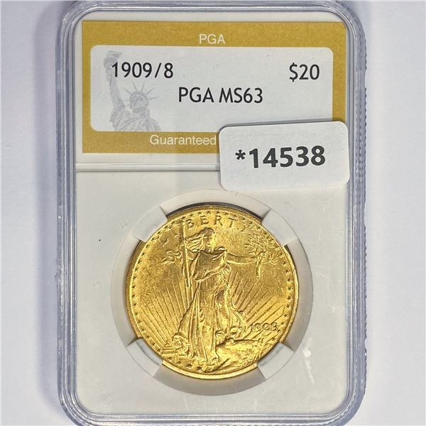 1909/8 $20 Gold Double Eagle PGA MS63