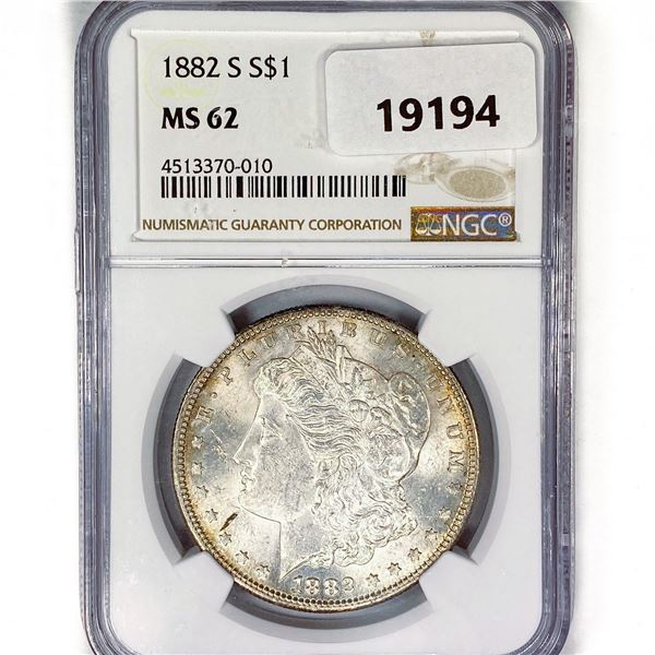 1882-S Morgan Silver Dollar NGC MS62