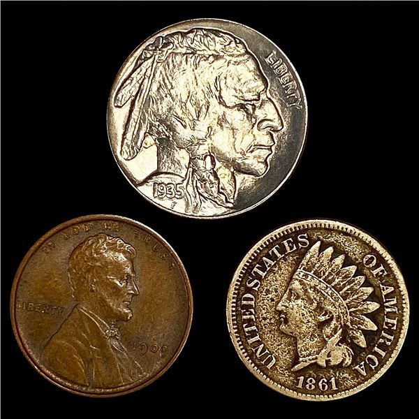 (3) Misc Coins (1861, 1909, 1935) HIGH GRADE