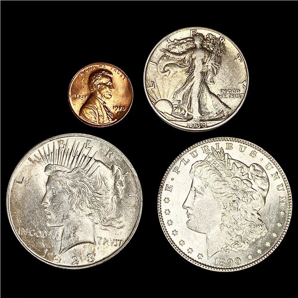 (4) Misc Coins (1890, 1923-D, 1938-D, 1970-S) HIG