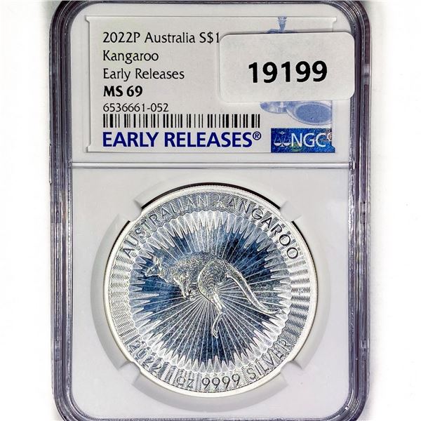 2022P Australia Silver Kangaroo Dollar NGC MS69
