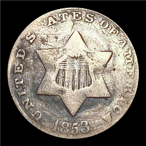1853 Silver Three Cent NICELY CIRCULATED