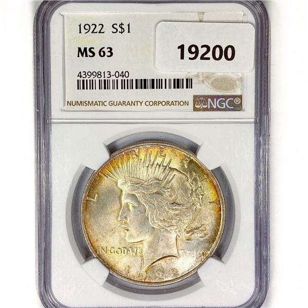 1922 Silver Peace Dollar NGC MS63