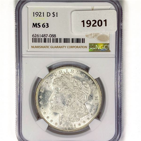 1921-D Morgan Silver Dollar NGC MS63