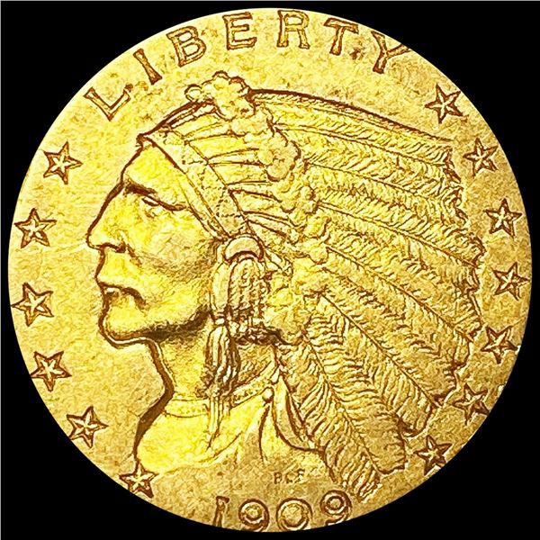 1909 $2.50 Gold Quarter Eagle CLOSELY UNC