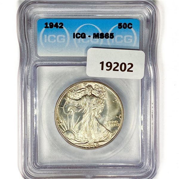 1942 Walking Liberty Half Dollar ICG MS65