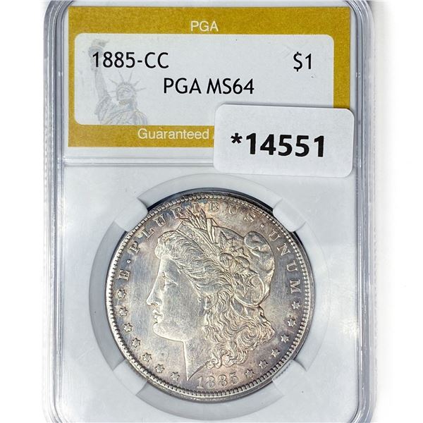 1885-CC Morgan Silver Dollar PGA MS64