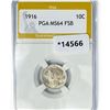 Image 1 : 1916 Mercury Silver Dime PGA MS64 FSB