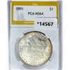 Image 1 : 1891 Morgan Silver Dollar PGA MS64