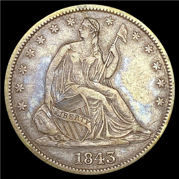 1843 Seated Liberty Half Dollar LIGHT CIRC