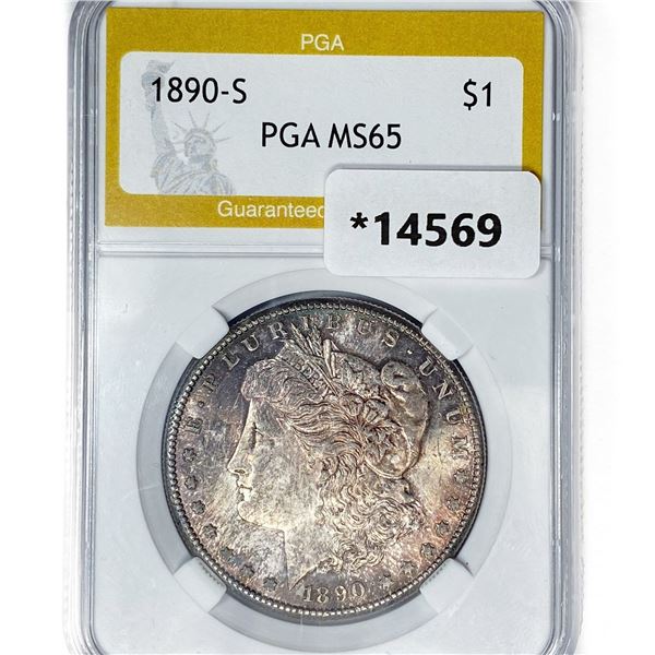 1890-S Morgan Silver Dollar PGA MS65