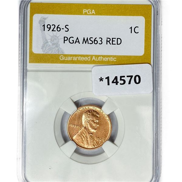 1926-S Wheat Cent PGA MS63 RED