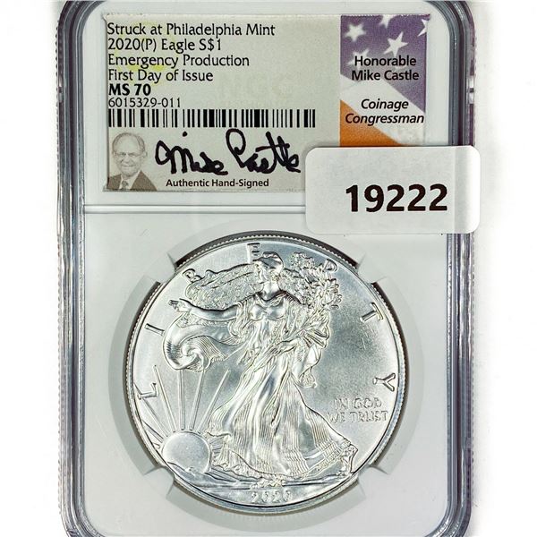 2020(P) ASE Castle Signed NGC MS70 1st Day Iss.