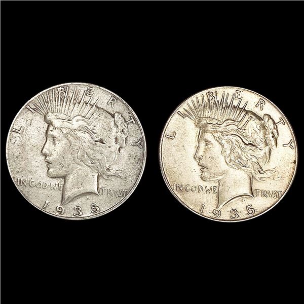 (2) 1935 Peace Silver Dollars NICELY CIRCULATED