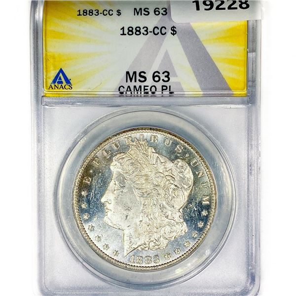1883-CC Morgan Silver Dollar ANACS MS63 CAMEO PL