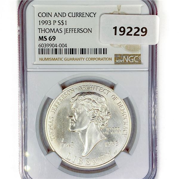 1993-P Jefferson Silver Dollar NGC MS69