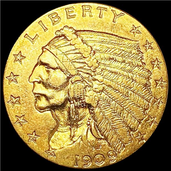 1909 $2.50 Gold Quarter Eagle CLOSELY UNC