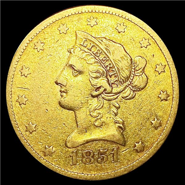 1851-O $10 Gold Eagle NICELY CIRCULATED