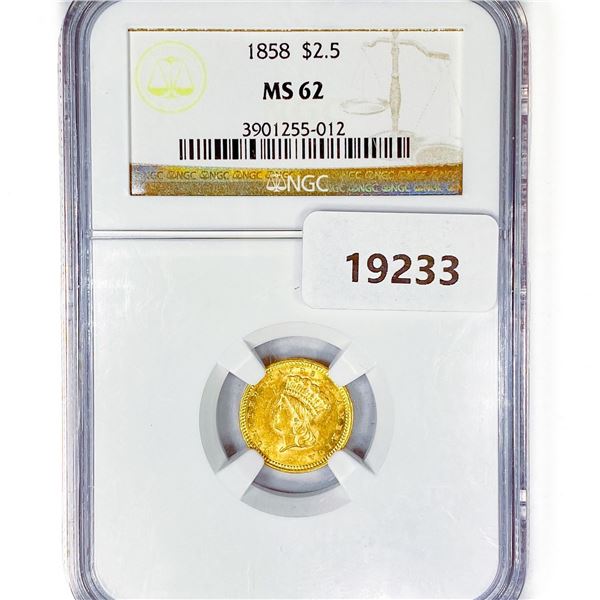 1858 Rare Gold Dollar NGC MS62 Label Error