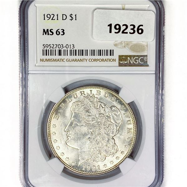 1921-D Morgan Silver Dollar NGC MS63