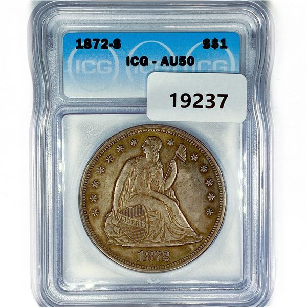 1872-S Seated Liberty Dollar ICG AU50