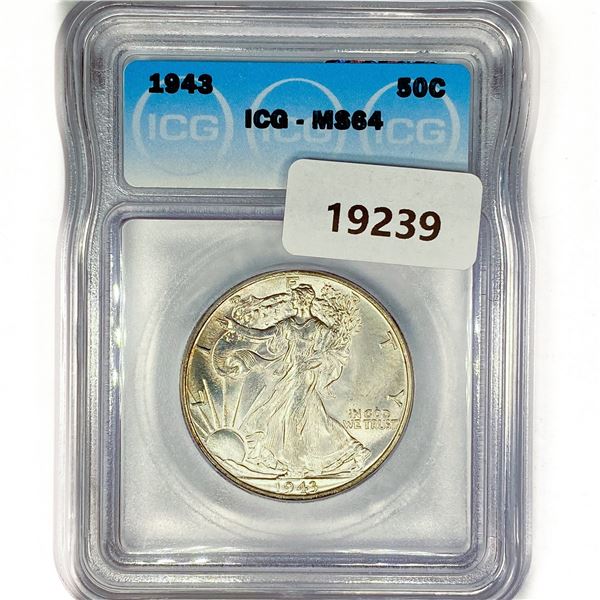 1943 Walking Liberty Half Dollar ICG MS64