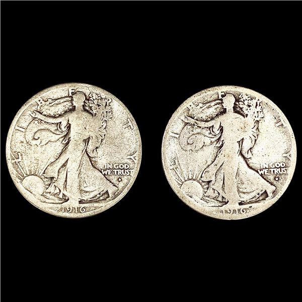 (2) 1916-D Walking Half Dollars NICELY CIRCULATED