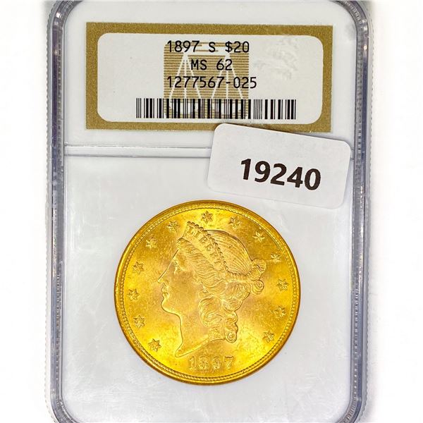1897-S $20 Gold Double Eagle NGC MS62