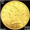 Image 1 : 1891-CC $10 Gold Eagle UNCIRCULATED +