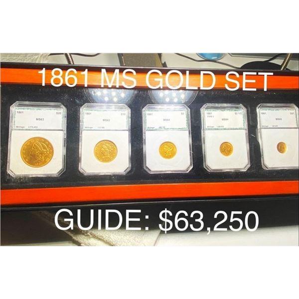 1861 US Complete Gold Set MS62/63/64/65