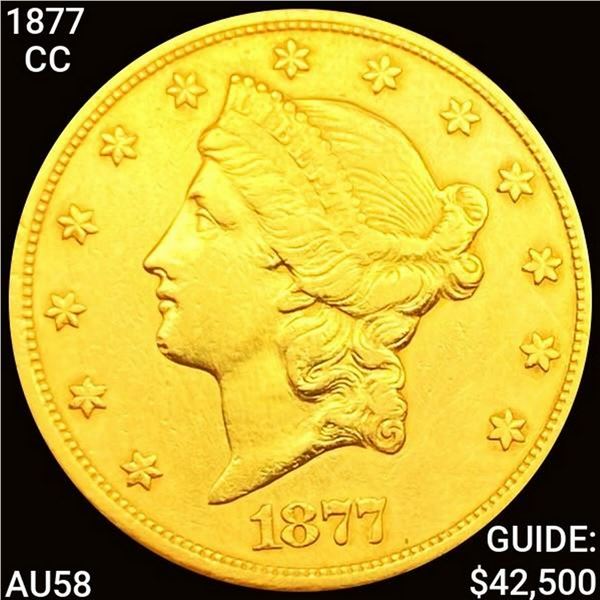 1877-CC $20 Gold Double Eagle CHOICE AU