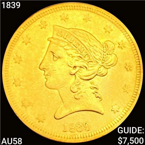 1839 $5 Gold Half Eagle CHOICE AU