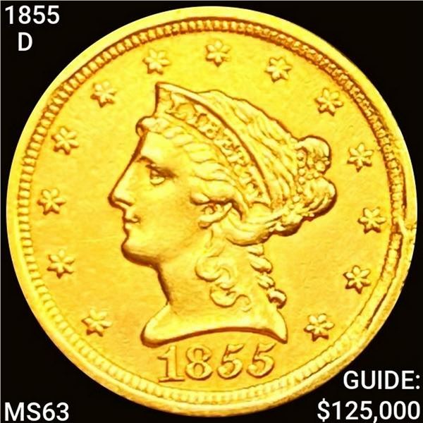 1855-D $2.50 Gold Quarter Eagle CHOICE BU