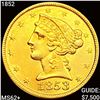 Image 1 : 1852 $5 Gold Half Eagle UNCIRCULATED +