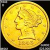 Image 1 : 1843-D $5 Gold Half Eagle UNCIRCULATED