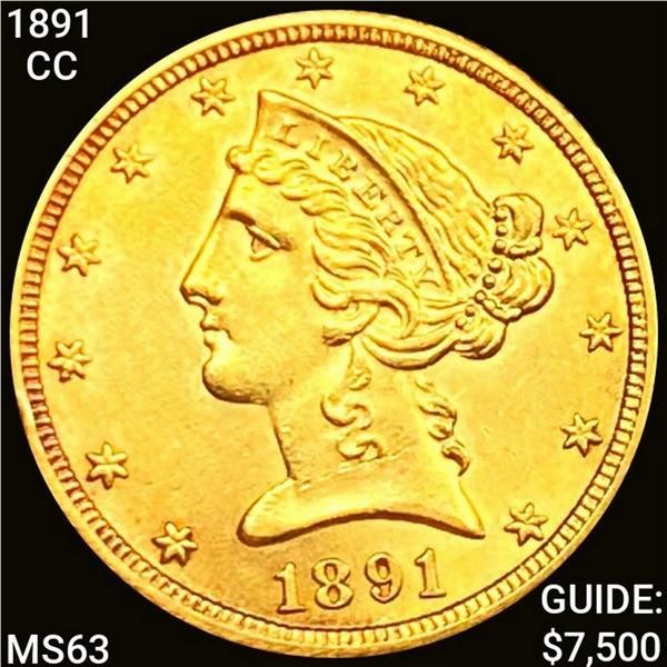 1891-CC $5 Gold Half Eagle CHOICE BU