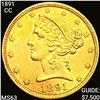 Image 1 : 1891-CC $5 Gold Half Eagle CHOICE BU