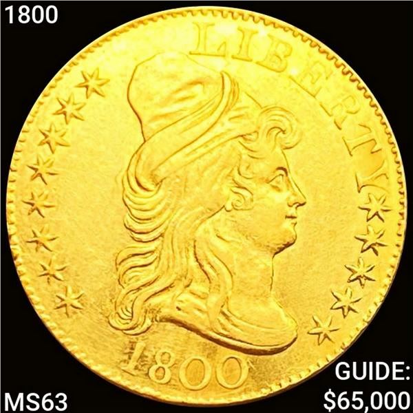 1800 $5 Gold Half Eagle CHOICE BU