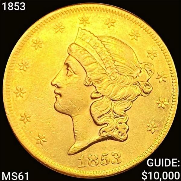1853 $20 Gold Double Eagle UNCIRCULATED