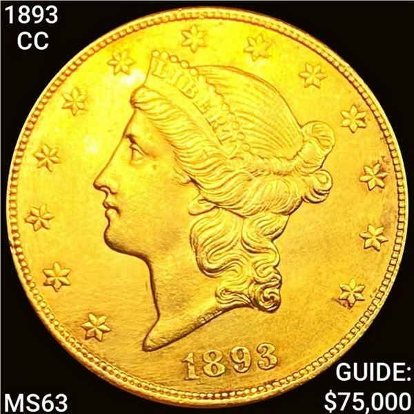 1893-CC $20 Gold Double Eagle CHOICE BU