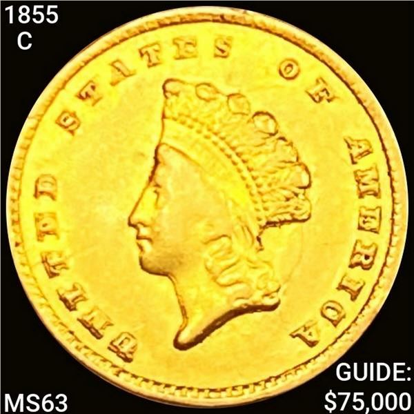 1855-C TY2 Rare Gold Dollar CHOICE BU
